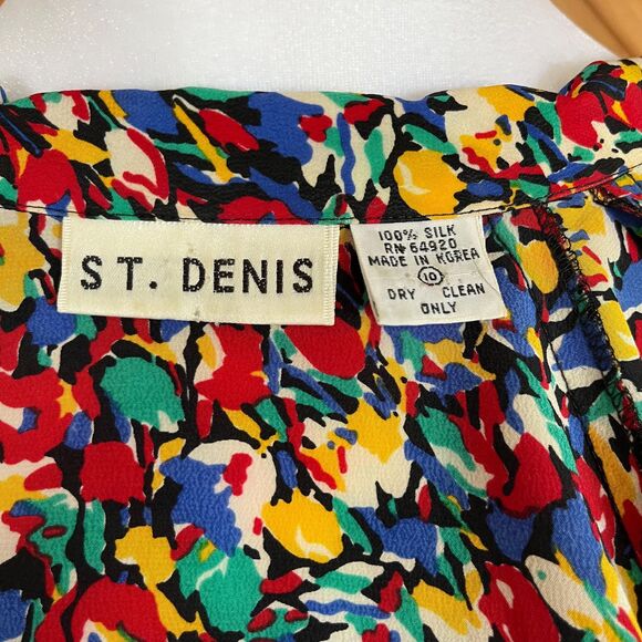 Vintage 80s/90s Abstract Floral Silk Button Up - Picture 5 of 5